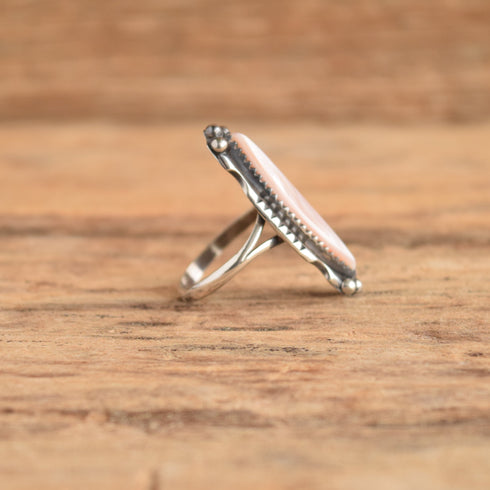 Navajo Pink Marquise Ring - Size 9.5